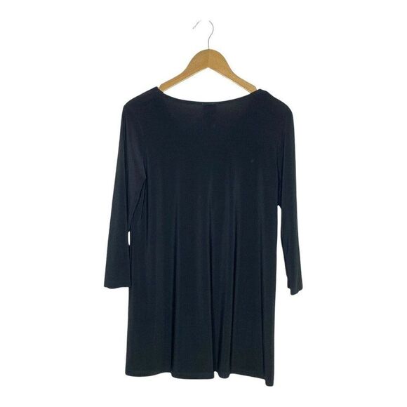 Clara Sun Woo Tunic Women's Black Medium V-Neck Long Sleeve Classic Top Slinky - Picture 8 of 10